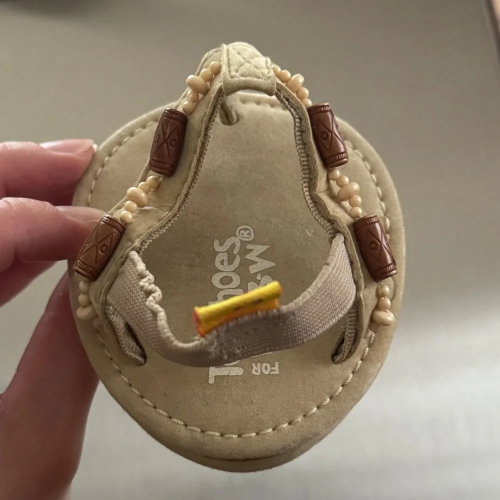 Build-A-Bear Sandals Lot Set of Two Pair - Beaded Flip Flops & Brown Gladiators